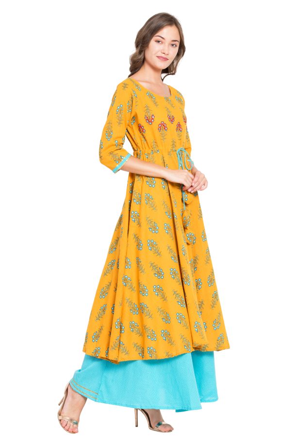 Women Floral Kurta Skirt Set - Image 4