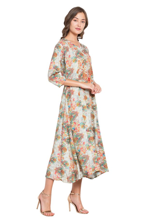 Women Printed a-line Ethnic Dress Kurta - Image 2