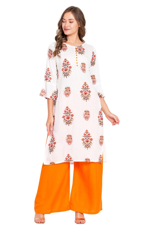 Women Floral Kurta Palazzo Set - Image 2