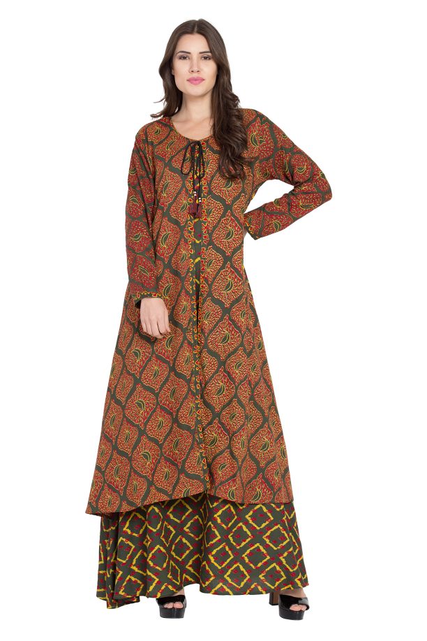 Women Printed Layered Kurta - Image 2