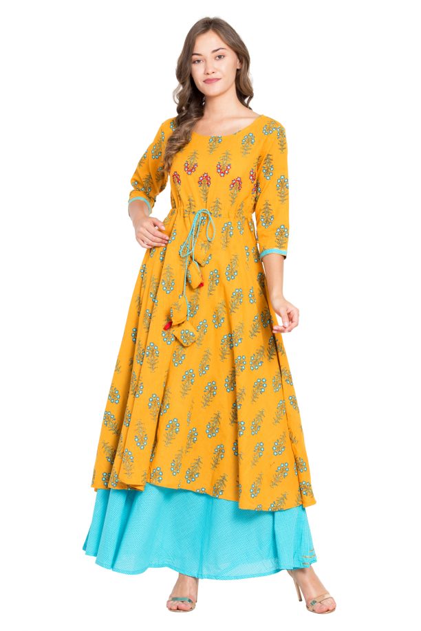 Women Floral Kurta Skirt Set - Image 2