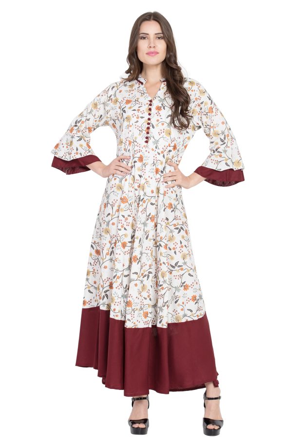 Women Printed Cotton Flared Kurta - Image 2