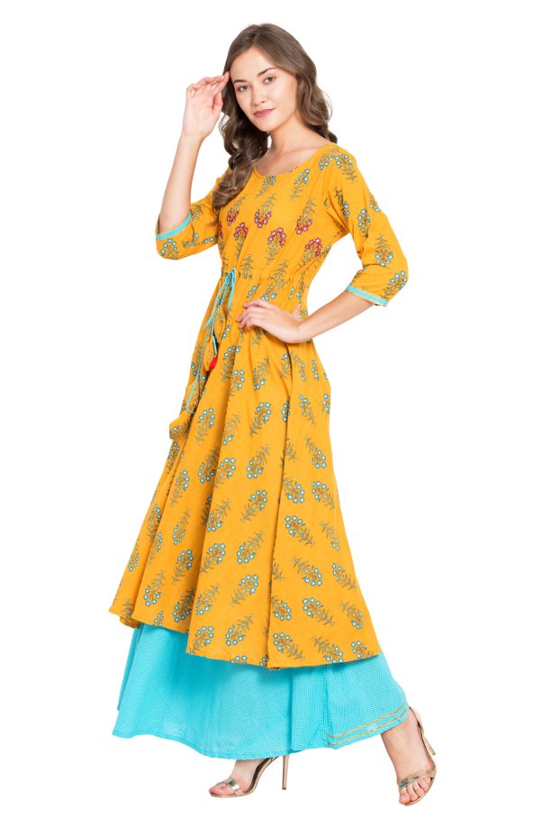 Women Floral Kurta Skirt Set - Image 3