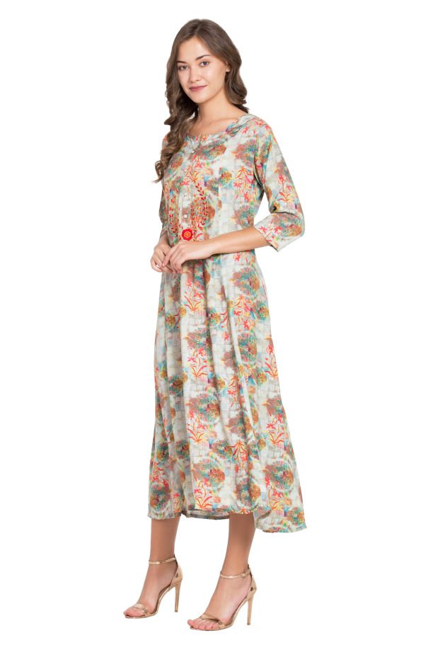 Women Printed a-line Ethnic Dress Kurta - Image 3