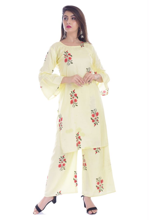 Floral Printed Kurta Palazzo Set