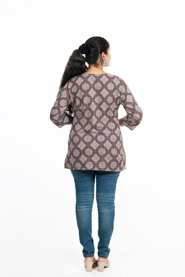 Shusha Kapda Women's Printed Cotton Top | 3/4 Sleeve Straight Fit Kurti Top - Image 2